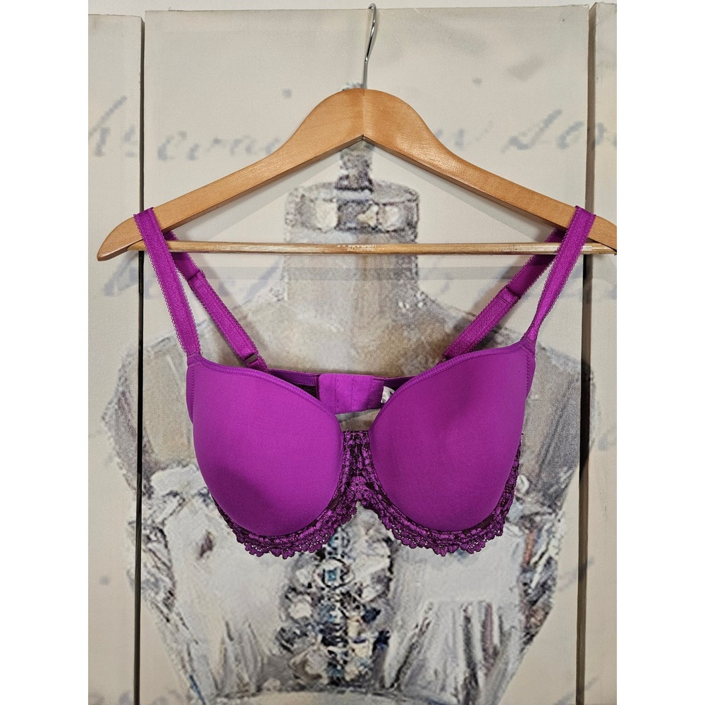 Wacoal Embrace Lace T-Shirt Bra Purple Underwire 853191 USA 34D